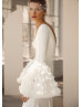 Beaded Ivory Satin 3D Flowers Wedding Dress